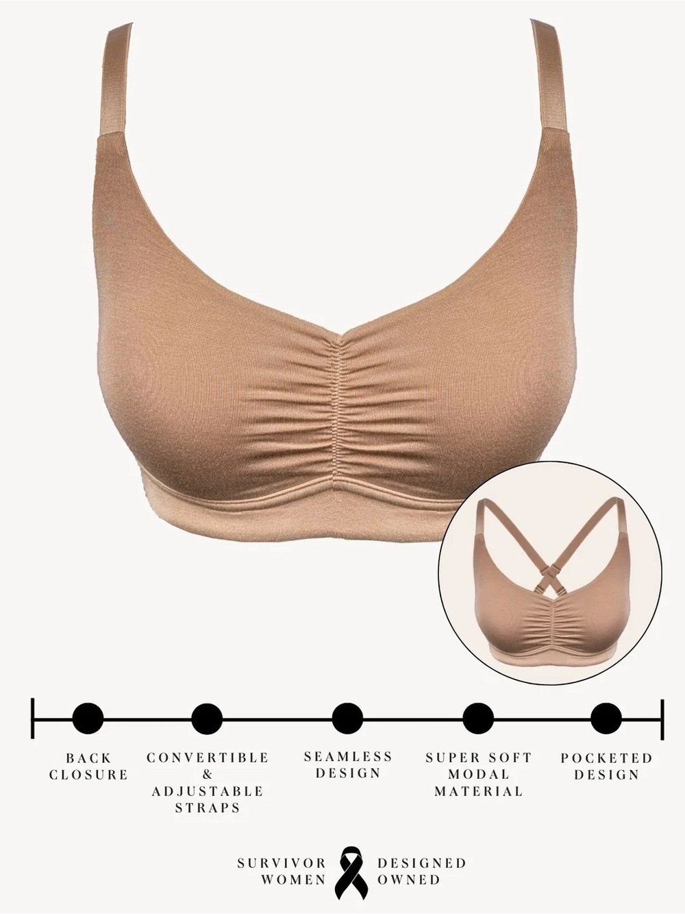 Ana Ono Monica Seamless Convertible Wireless Bra - Sienna